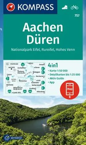  KOMPASS Wanderkarte 757 Aachen, Düren, Nationalpark Eifel, Rureifel, Hohes Venn 1:50.000 | Sonstiges |  Sack Fachmedien