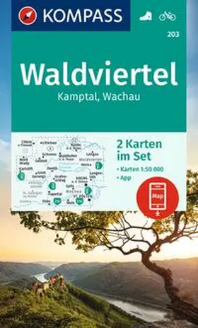 KOMPASS Wanderkarten-Set 203 Waldviertel, Kamptal, Wachau (2 Karten) 1:50.000 | Sonstiges | 978-3-99121-456-4 | www.sack.de
