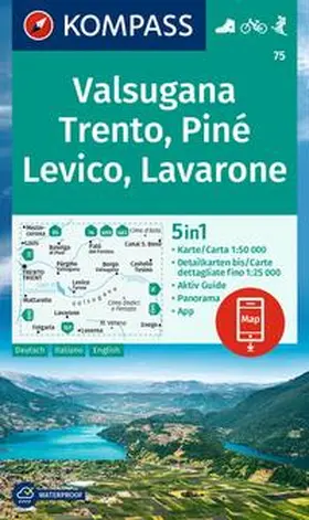  KOMPASS Wanderkarte 75 Valsugana, Trento, Piné, Levico, Lavarone 1:50.000 | Sonstiges |  Sack Fachmedien