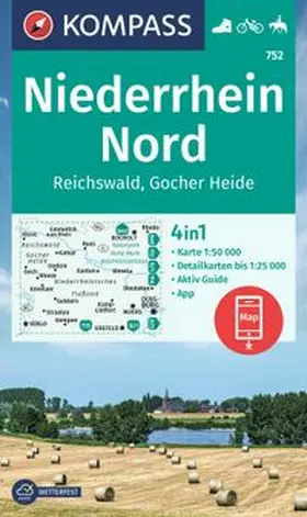  KOMPASS Wanderkarte 752 Niederrhein Nord, Reichswald 1:50.000 | Sonstiges |  Sack Fachmedien