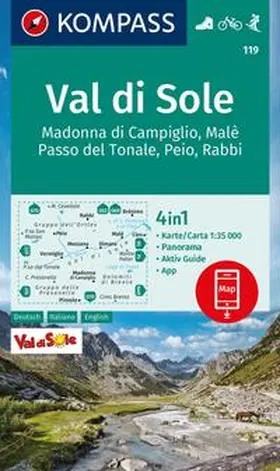  KOMPASS Wanderkarte 119 Val di Sole, Madonna di Campiglio, Malè, Passo del Tonale, Peio, Rabbi 1:35.000 | Sonstiges |  Sack Fachmedien