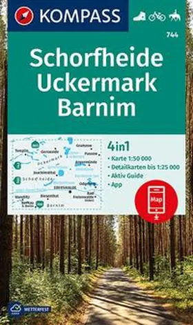  KOMPASS Wanderkarte Schorfheide, Uckermark, Barnim 744 | Sonstiges |  Sack Fachmedien