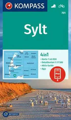  KOMPASS Wanderkarte 701 Sylt mit Ortsplänen 1:40.000 | Sonstiges |  Sack Fachmedien