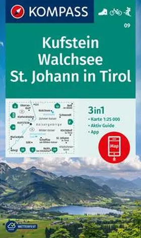  KOMPASS Wanderkarte 09 Kufstein, Walchsee, St. Johann in Tirol 1:25.000 | Sonstiges |  Sack Fachmedien