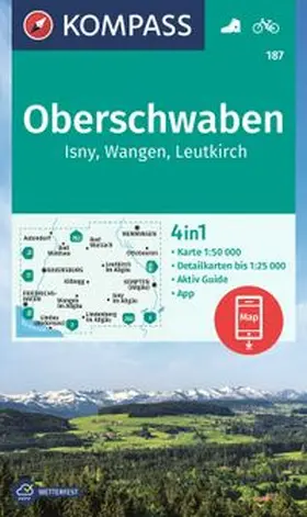  KOMPASS Wanderkarte 187 Oberschwaben, Isny, Wangen, Leutkirch 1:50.000 | Sonstiges |  Sack Fachmedien