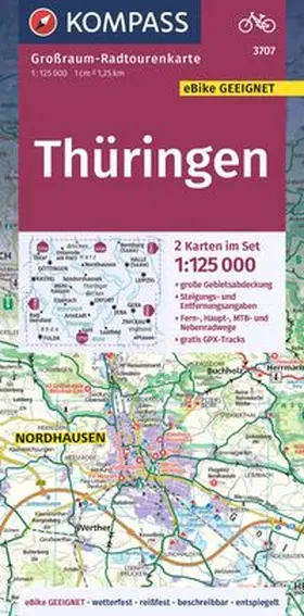  KOMPASS Großraum-Radtourenkarte 3707 Thüringen 1:125.000 | Sonstiges |  Sack Fachmedien