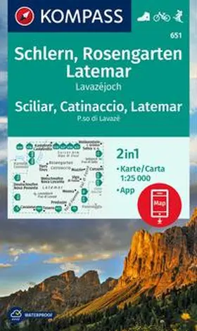 KOMPASS Wanderkarte 651 Schlern, Rosengarten, Latemar, Lavazejoch / Sciliar, Catinaccio, Latemar, Passo di Lavaze 1:25.000 | Sonstiges |  Sack Fachmedien