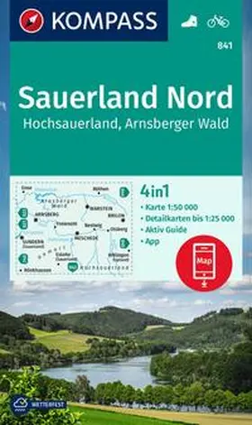  KOMPASS Wanderkarte 841 Sauerland Nord, Hochsauerland, Arnsberger Wald 1:50.000 | Sonstiges |  Sack Fachmedien