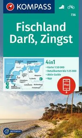  KOMPASS Wanderkarte 736 Fischland, Darß, Zingst 1:50.000 | Sonstiges |  Sack Fachmedien