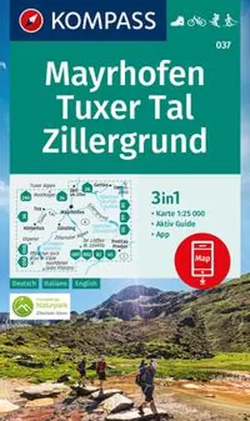 KOMPASS Wanderkarte 037 Mayrhofen, Tuxer Tal, Zillergrund 1:25.000 | Sonstiges |  Sack Fachmedien