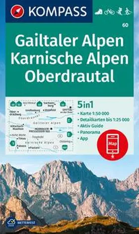  KOMPASS Wanderkarte 60 Gailtaler Alpen, Karnische Alpen, Oberdrautal 1:50.000 | Sonstiges |  Sack Fachmedien