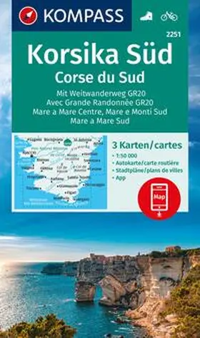  KOMPASS Wanderkarten-Set 2251 Korsika Süd. Mit Weitwanderweg GR20 / Corse du Sud. Avec Grande Randonnée GR20 (3 Karten) 1:50.000 | Sonstiges |  Sack Fachmedien