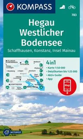  KOMPASS Wanderkarte 783 Hegau Westlicher Bodensee, Schaffhausen, Konstanz, Insel Mainau 1:50.000 | Sonstiges |  Sack Fachmedien