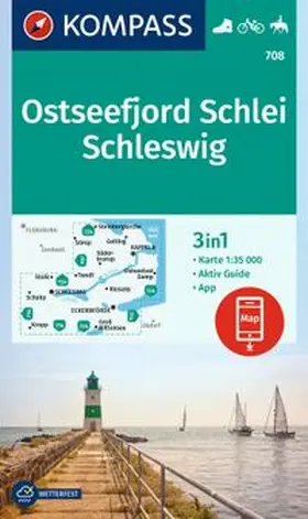  KOMPASS Wanderkarte 708 Ostseefjord Schlei, Schleswig 1:35.000 | Sonstiges |  Sack Fachmedien