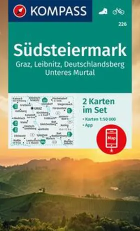  KOMPASS Wanderkarten-Set 226 Südsteiermark, Graz, Leibnitz, Deutschlandsberg, Unteres Murtal (2 Karten) 1:50.000 | Sonstiges |  Sack Fachmedien
