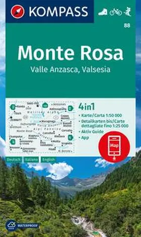  KOMPASS Wanderkarte 88 Monte Rosa, Valle Anzasca, Valsesia 1:50.000 | Sonstiges |  Sack Fachmedien