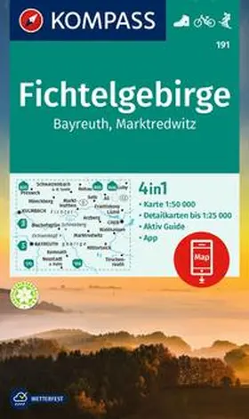  KOMPASS Wanderkarte 191 Fichtelgebirge, Bayreuth, Marktredwitz 1:50.000 | Sonstiges |  Sack Fachmedien