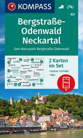  KOMPASS Wanderkarten-Set 827 Bergstraße-Odenwald, Neckartal, Geo-Naturpark Bergstraße-Odenwald (2 Karten) 1:50.000 | Sonstiges |  Sack Fachmedien