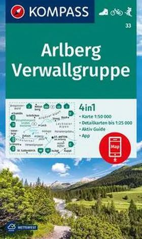  KOMPASS Wanderkarte 33 Arlberg, Verwallgruppe 1:50.000 | Sonstiges |  Sack Fachmedien