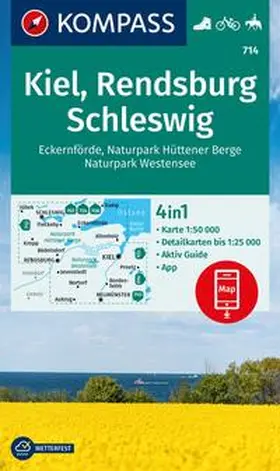  KOMPASS Wanderkarte 714 Kiel, Rendsburg, Schleswig 1:50.000 | Sonstiges |  Sack Fachmedien