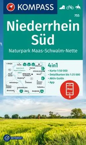  KOMPASS Wanderkarte 755 Niederrhein Süd, Naturpark Maas-Schwalm-Nette 1:50.000 | Sonstiges |  Sack Fachmedien