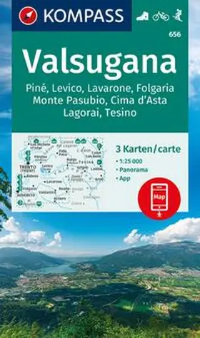  KOMPASS Wanderkarten-Set 656 Valsugana, Pine, Levico, Lavarone, Folgaria, Monte Pasubio, Cima d'Asta, Lagorai, Tesino (3 Karten) 1:25.000 | Sonstiges |  Sack Fachmedien
