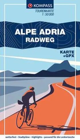  KOMPASS Fahrrad-Tourenkarte Alpe Adria Radweg 1:50.000 | Loseblattwerk |  Sack Fachmedien