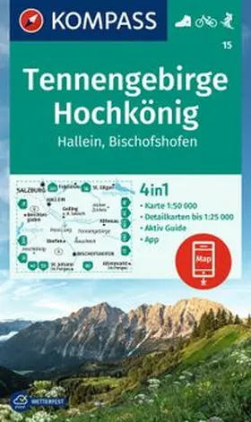  KOMPASS Wanderkarte 15 Tennengebirge, Hochkönig, Hallein, Bischofshofen 1:50.000 | Sonstiges |  Sack Fachmedien