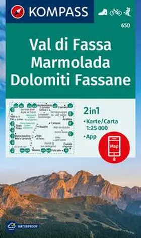  KOMPASS Wanderkarte 650 Val di Fassa, Marmolada, Dolomiti Fassane 1:25.000 | Sonstiges |  Sack Fachmedien