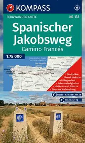  KOMPASS Wanderkarte 133 Spanischer Jakobsweg, Camino Francés 1:100.000 | Sonstiges |  Sack Fachmedien