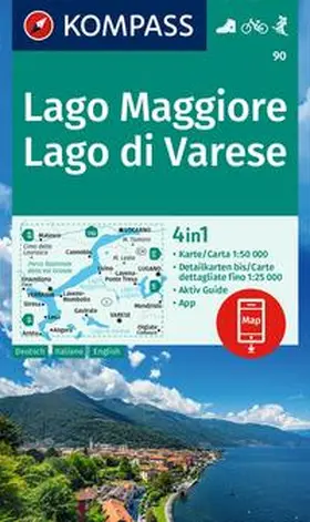  KOMPASS Wanderkarte 90 Lago Maggiore, Lago di Varese 1:50.000 | Sonstiges |  Sack Fachmedien