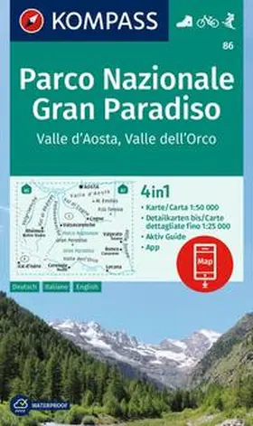  KOMPASS Wanderkarte 86 Parco Nazionale Gran Paradiso, Valle d'Aosta, Valle dell'Orco 1:50.000 | Sonstiges |  Sack Fachmedien