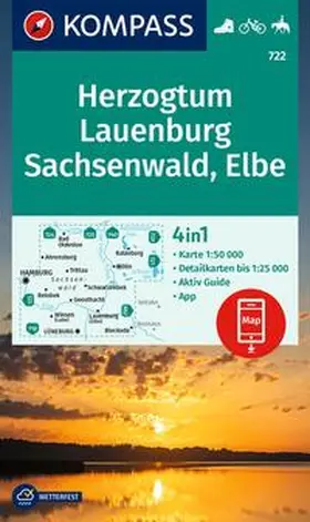  KOMPASS Wanderkarte 722 Herzogtum Lauenburg, Sachsenwald, Elbe 1:50.000 | Sonstiges |  Sack Fachmedien