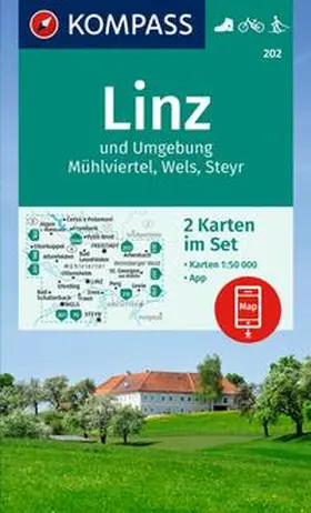  KOMPASS Wanderkarten-Set 202 Linz und Umgebung, Mühlviertel, Wels, Steyr (2 Karten) 1:50.000 | Sonstiges |  Sack Fachmedien