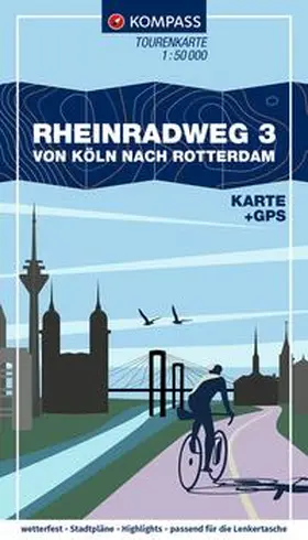  KOMPASS Fahrrad-Tourenkarte Rheinradweg 3, von Köln nach Rotterdam 1:50.000 | Loseblattwerk |  Sack Fachmedien