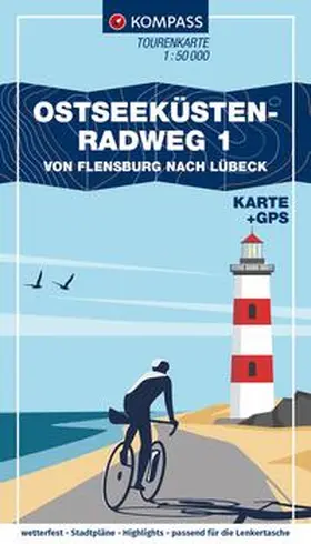  KOMPASS Fahrrad-Tourenkarte Ostseeküstenradweg 1, von Flensburg nach Lübeck 1:50.000 | Loseblattwerk |  Sack Fachmedien