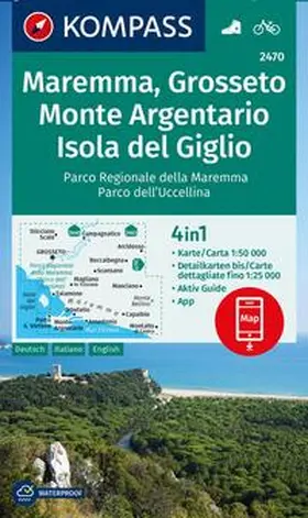  KOMPASS Wanderkarte 2470 Maremma, Grosseto, Monte Argentario, Isola del Giglio 1:50.000 | Sonstiges |  Sack Fachmedien