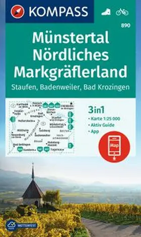  KOMPASS Wanderkarte 890 Münstertal, Nördliches Markgräflerland, Staufen, Badenweiler, Bad Krozingen 1:25.000 | Sonstiges |  Sack Fachmedien