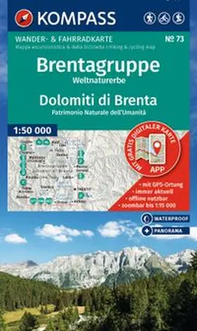  KOMPASS Wanderkarte 73 Brentagruppe, Weltnaturerbe / Dolomiti di Brenta 1:50.000 | Sonstiges |  Sack Fachmedien