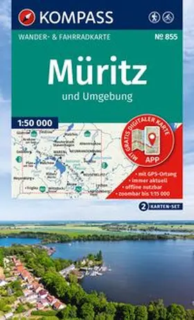  KOMPASS Wanderkarten-Set 855 Müritz und Umgebung (2 Karten) 1:50.000 | Sonstiges |  Sack Fachmedien