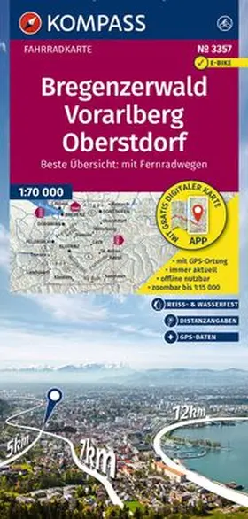  KOMPASS Fahrradkarte 3357 Bregenzerwald, Vorarlberg, Oberstdorf 1:70.000 | Sonstiges |  Sack Fachmedien