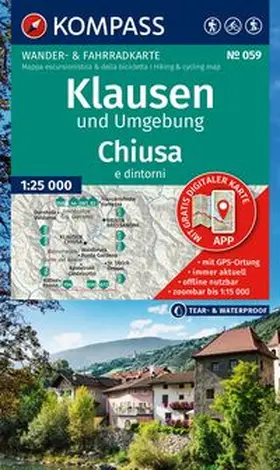  KOMPASS Wanderkarte 059 Klausen und Umgebung / Chiusa e dintorni 1:25.000 | Sonstiges |  Sack Fachmedien