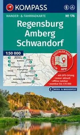  KOMPASS Wanderkarte 176 Regensburg, Amberg, Schwandorf 1:50.000 | Sonstiges |  Sack Fachmedien