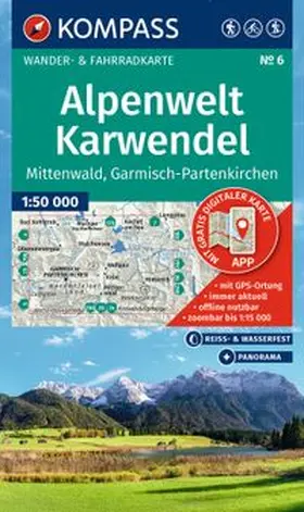  KOMPASS Wanderkarte 6 Alpenwelt Karwendel Mittenwald, Garmisch-Partenkirchen 1:50.000 | Sonstiges |  Sack Fachmedien