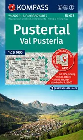  KOMPASS Wanderkarten-Set 671 Pustertal / Val Pusteria (3 Karten) 1:25.000 | Sonstiges |  Sack Fachmedien