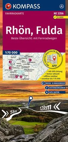  KOMPASS Fahrradkarte 3356 Rhön, Fulda 1:70.000 | Sonstiges |  Sack Fachmedien