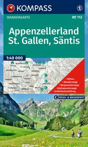  KOMPASS Wanderkarte 112 Appenzellerland, St. Gallen, Säntis 1:40.000 | Sonstiges |  Sack Fachmedien