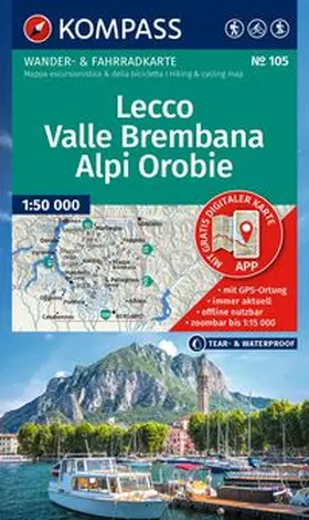  KOMPASS Wanderkarte 105 Lecco, Valle Brembana, Alpi Orobie 1:50.000 | Sonstiges |  Sack Fachmedien