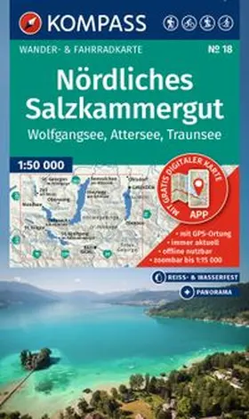  KOMPASS Wanderkarte 18 Nördliches Salzkammergut, Wolfgangsee, Attersee, Traunsee 1:50.000 | Sonstiges |  Sack Fachmedien