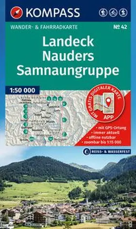  KOMPASS Wanderkarte 42 Landeck, Nauders, Samnaungruppe 1:50.000 | Sonstiges |  Sack Fachmedien